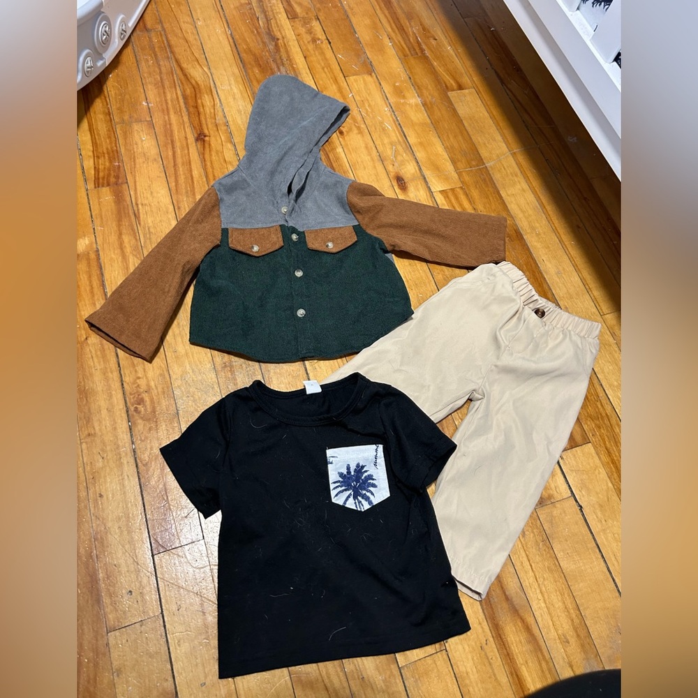 SHEIN Black and Brown Kids Shirt Set